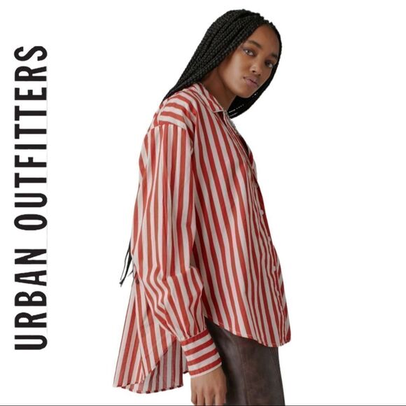 NEW Urban Outfitters BDG Penny PJ Striped Button-Down Shirt S - Picture 2 of 3